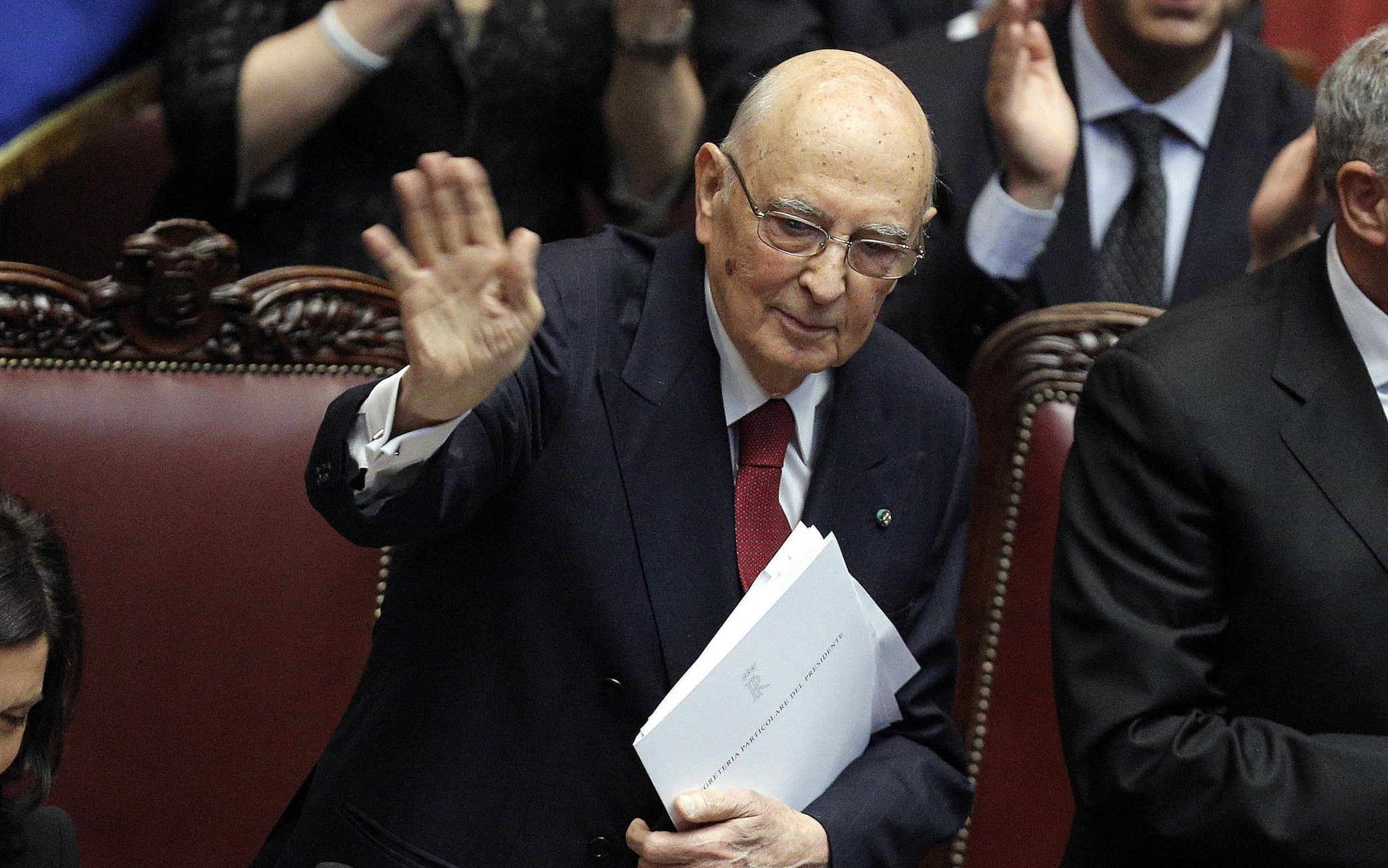 Napolitano durante il giuramento del secondo mandato