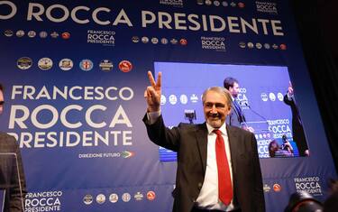 Francesco Rocca, neo presidente della Regione Lazio, all'interno del suo comitato elettorale, Roma, 13 febbraio 2023.
ANSA/ FABIO FRUSTACI