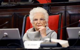epa08124773 Liliana Segre (L), an 89-year-old Auschwitz survivor and senator-for-life, attends a session of the Milan city council at the presentation of the 28 names of survivors of Nazi death camps and of those who died opposing the regime, in Milan, Italy, 13 January 2020.  EPA/Mourad Balti Touati