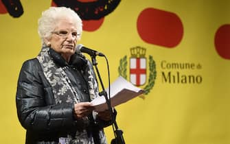 Holocaust survivor and Italian Senator for Life, Liliana Segre, talks after the procession composed of hundreds of mayors on the occasion of the event entitled 'Hate has no future' in Milan, Italy, 10 December 2019. Liliana Segre is currently under guard due to repeated anti-Semitic threats. 
ANSA/FLAVIO LO SCALZO