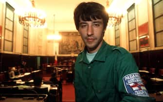 FOTO DI ARCHIVIO SALVINI MATTEO CONSIGLIERE COMUNALE DELLA LEGA LOMBARDA CON CAMICIA VERDE (MILANO - 1995-05-30, Maurizio Maule) p.s. la foto e' utilizzabile nel rispetto del contesto in cui e' stata scattata, e senza intento diffamatorio del decoro delle persone rappresentate