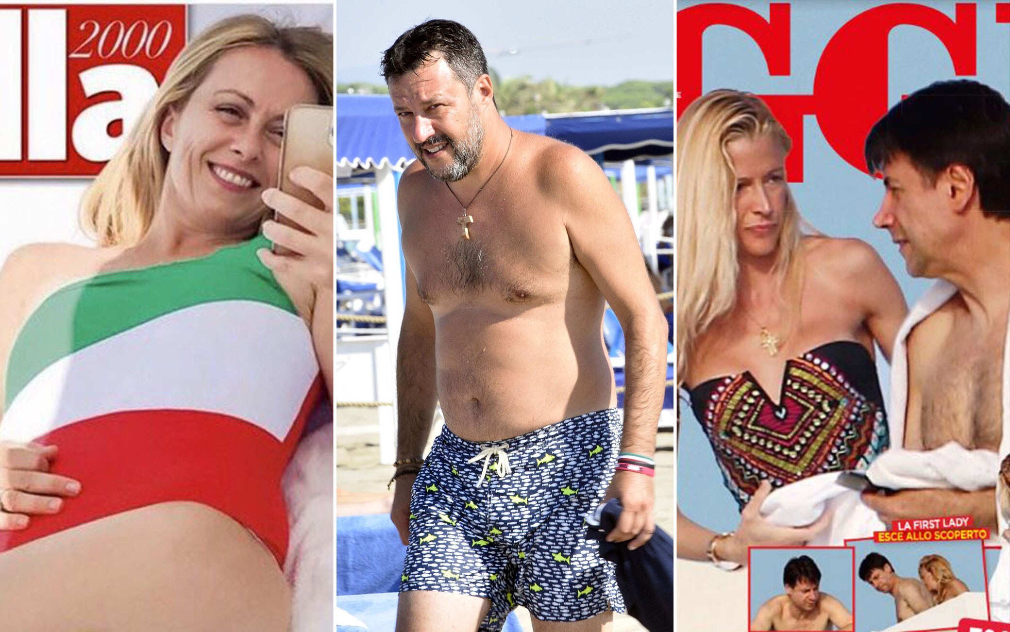 Politici al mare, da Meloni in costume tricolore a Salvini a Forte dei