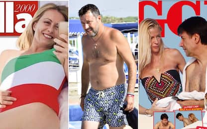 Politici al mare, da Meloni in costume tricolore a Salvini. FOTO