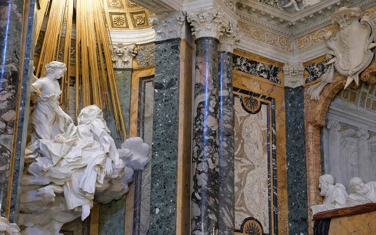 La presentazione alla stampa de ''L'estasi del Barocco'', il restauro integrale della Cappella Cornaro di Bernini presso la Chiesa di Santa Maria della Vittoria a Roma, 21 ottobre 2021. ANSA/CLAUDIO PERI