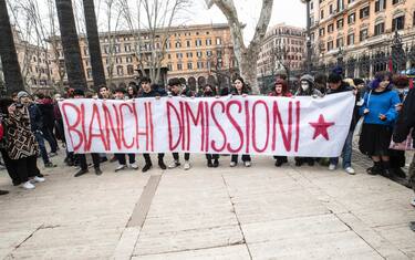 Un momento della manifestazione degli studenti, Roma 18 febbraio 2022.
ANSA/MASSIMO PERCOSSI