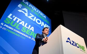 Carlo Calenda durante il primo congresso nazionale di Azione, Roma, 20 febbraio 2022. ANSA/RICCARDO ANTIMIANI