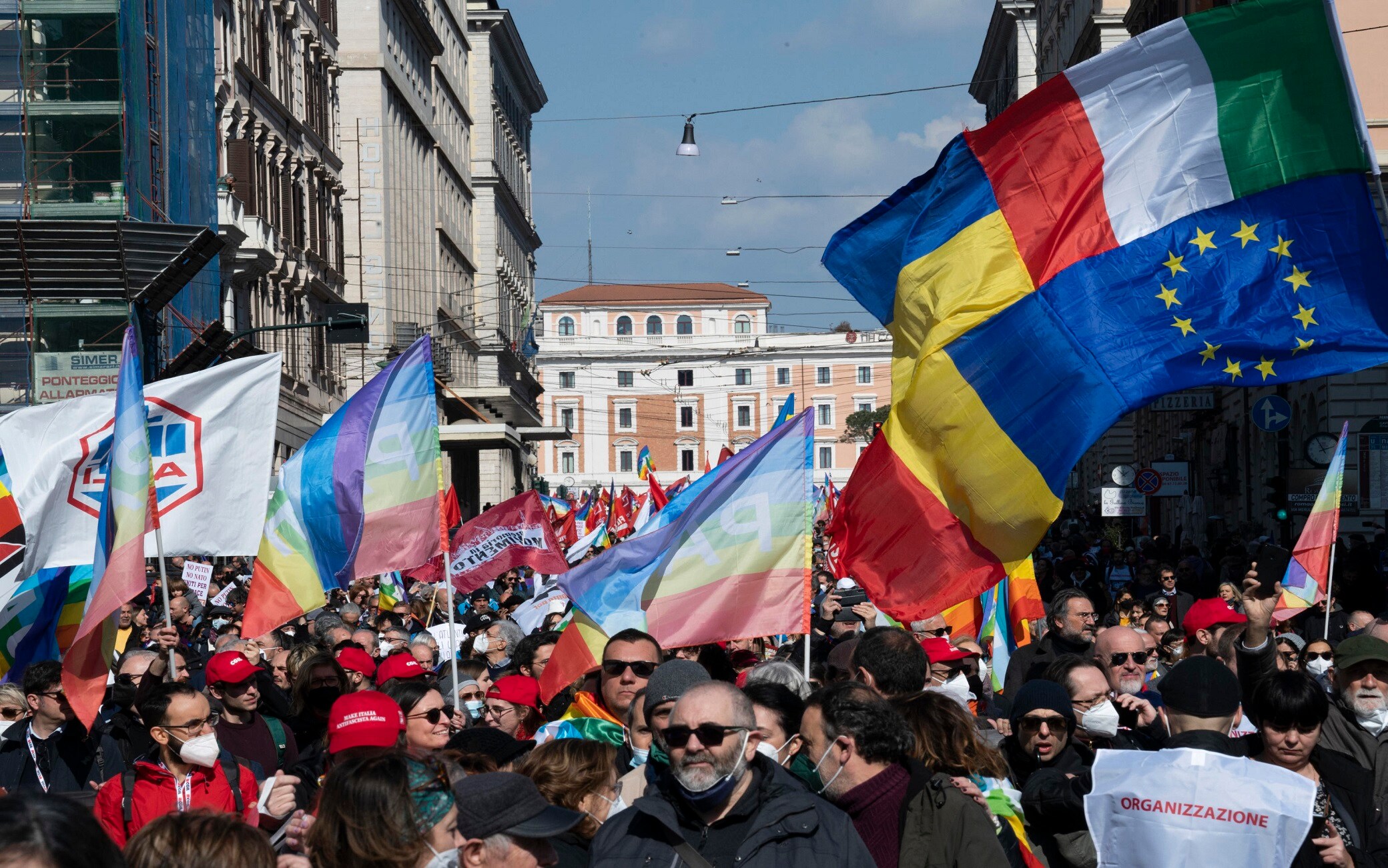 People attend a demonstration to ask for peace in Ukraine, in Rome, Italy, 05 March 2022. ANSA/CLAUDIO PERI