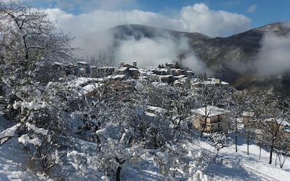Maltempo nel Lazio, neve in Valle Aniene