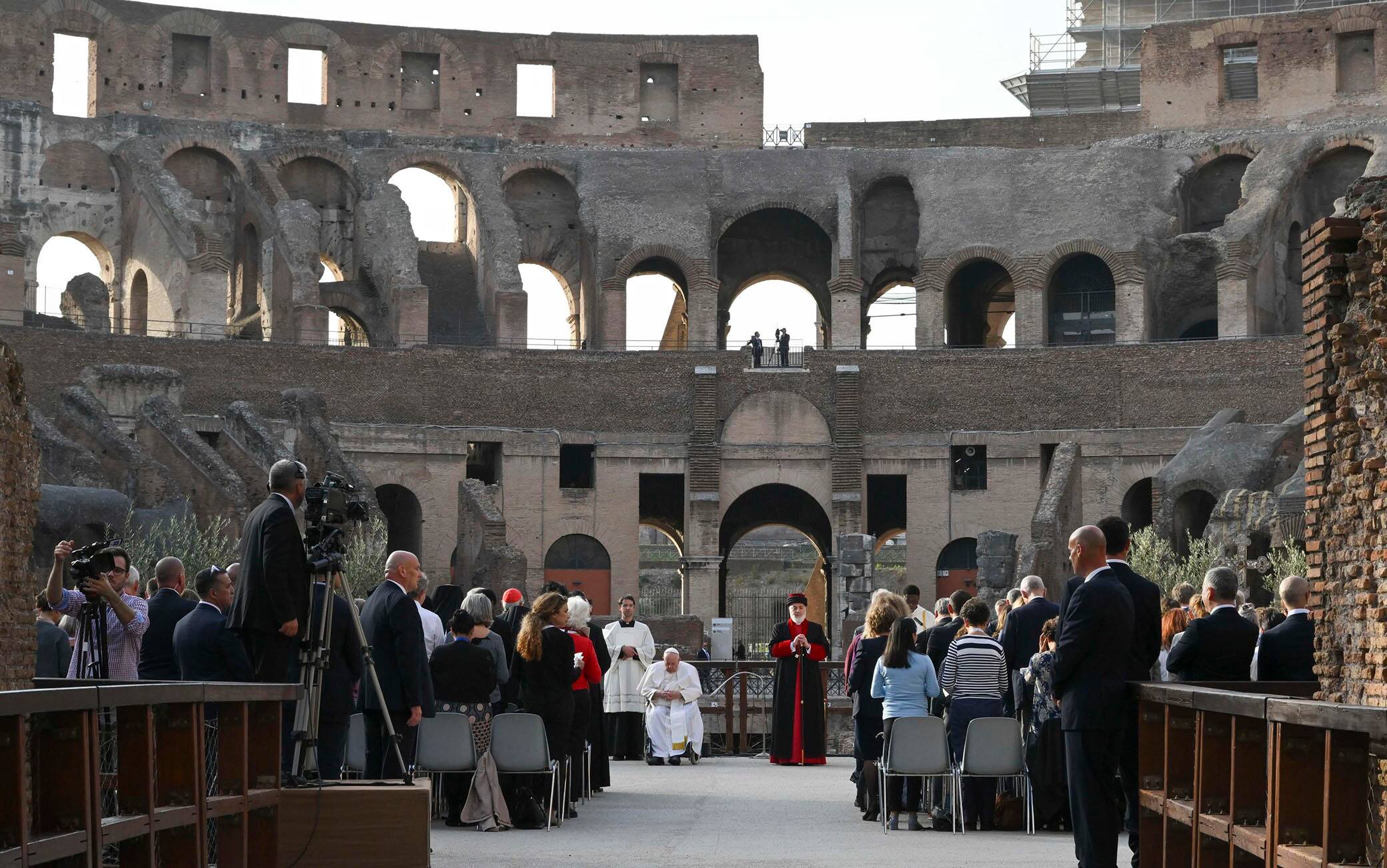 Pope Francis leads ÒIl grido della paceÓ (The cry of the peace), a prayer meeting for peace in Ukraine and in the world, together with the representatives of the Christian Churches and Communities and of the World Religions, at the Colosseum in Rome, Italy, 25 October 2022.   ANSA/MAURIZIO BRAMBATTI