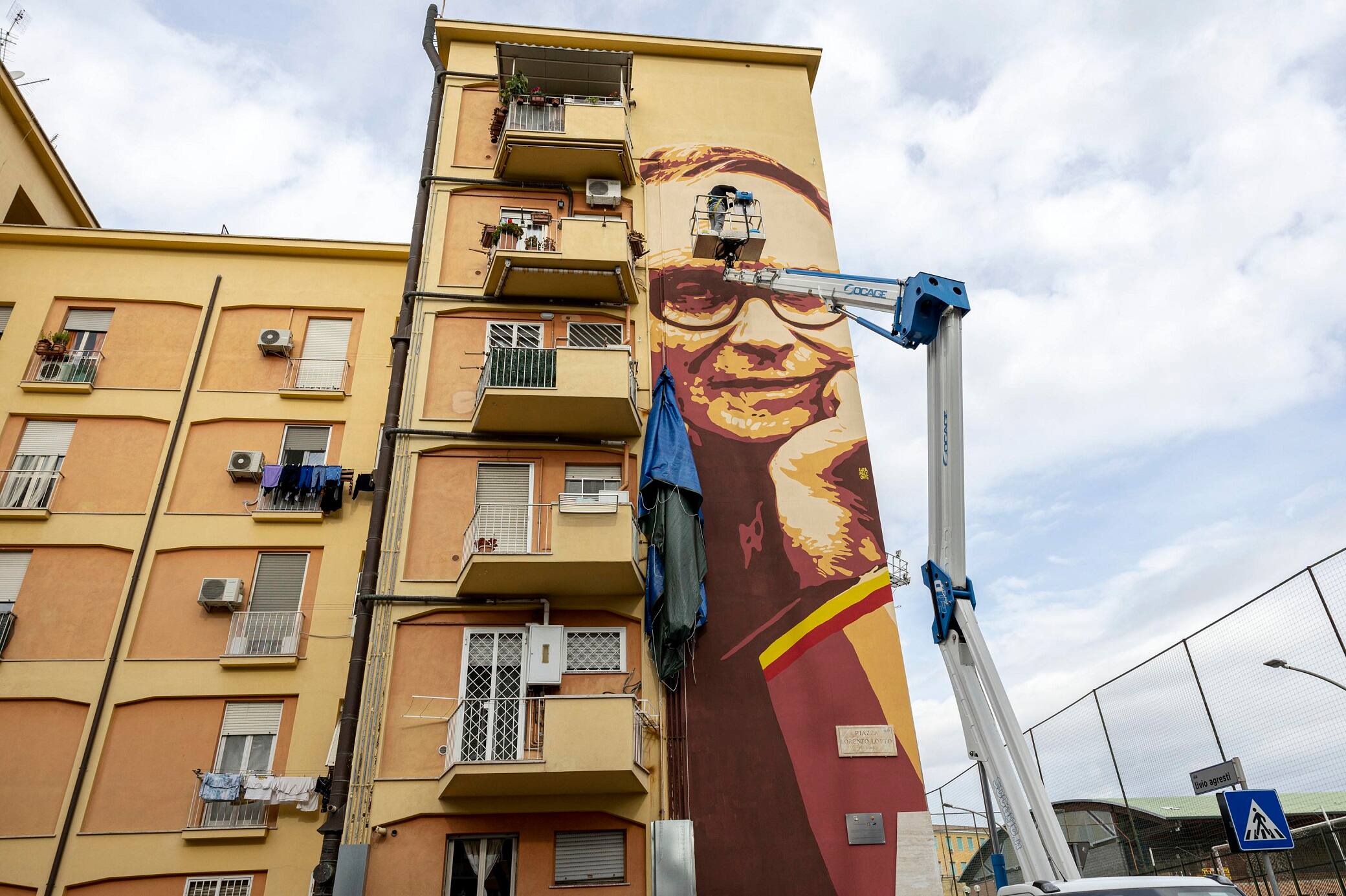 A mural dedicated to Italian composer, orchestrator, conductor, Ennio Morricone, on a popular building facade in Lorenzo Lotto square in Rome, 10 November 2022. Ennio Morricone died on the 20th July of 2020. ANSA/MASSIMO PERCOSSI
