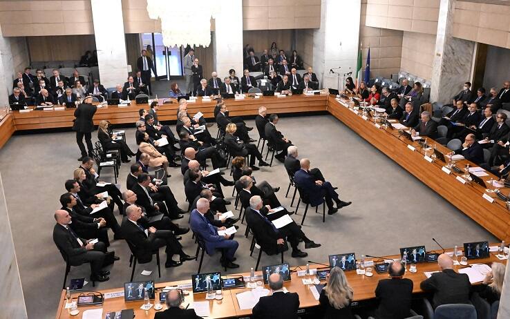Un momento della XV Conferenza Ambasciatrici e Ambasciatori presso la Farnesina a Roma, 22 dicembre 2022. ANSA/CLAUDIO PERI 