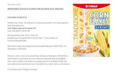 Conad, Corn Flakes glassati ritirati per rischio allergeni