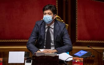 1227816005 ROME, ITALY - JULY 28: Italian Minister of Health Roberto Speranza wearing a protective mask attends the debate at the Italian Senate about further initiatives related to the Covid-19 emergency, on July 28, 2020 in Rome, Italy. Today Italian Prime Minister Giuseppe Conte reported at the Italian Senate to ask to vote on the extension of the state of emergency related to the Covid-19 emergency. (Photo by Antonio Masiello/Getty Images)