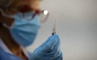 Giornata del vaccino antinfluenzale per il personale dell'Ospedale San Giovanni, Roma, 7 ottobre 2020.
ANSA/MASSIMO PERCOSSI
