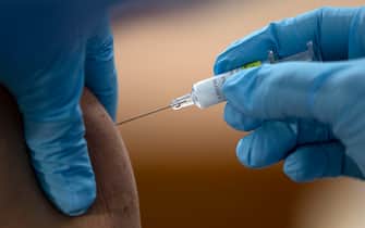 Giornata del vaccino antinfluenzale all'Ospedale San Giovanni, Roma, 7 ottobre 2020.
ANSA/MASSIMO PERCOSSI