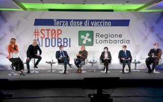 Milano, Regione Lombardia, diretta video, Stop ai Dubbi, per spiegare l'andamento della pandemia e conseguenti vaccini ai cittadini, con, Andrea Gori, Giuseppe Remuzzi, Marina Picca, Alberto Mantovani, Sergio Abrignani, Guido Bertolaso (Milano - 2021-11-29, Maurizio Maule) p.s. la foto e' utilizzabile nel rispetto del contesto in cui e' stata scattata, e senza intento diffamatorio del decoro delle persone rappresentate