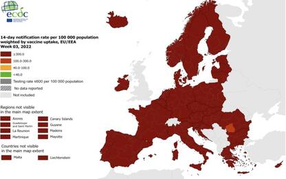 Covid, nelle mappe Ecdc anche i vaccini. L’Ue resta in rosso scuro