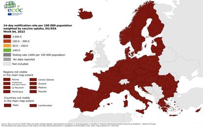 Covid, nella mappa Ecdc tutta l’Europa è in rosso scuro