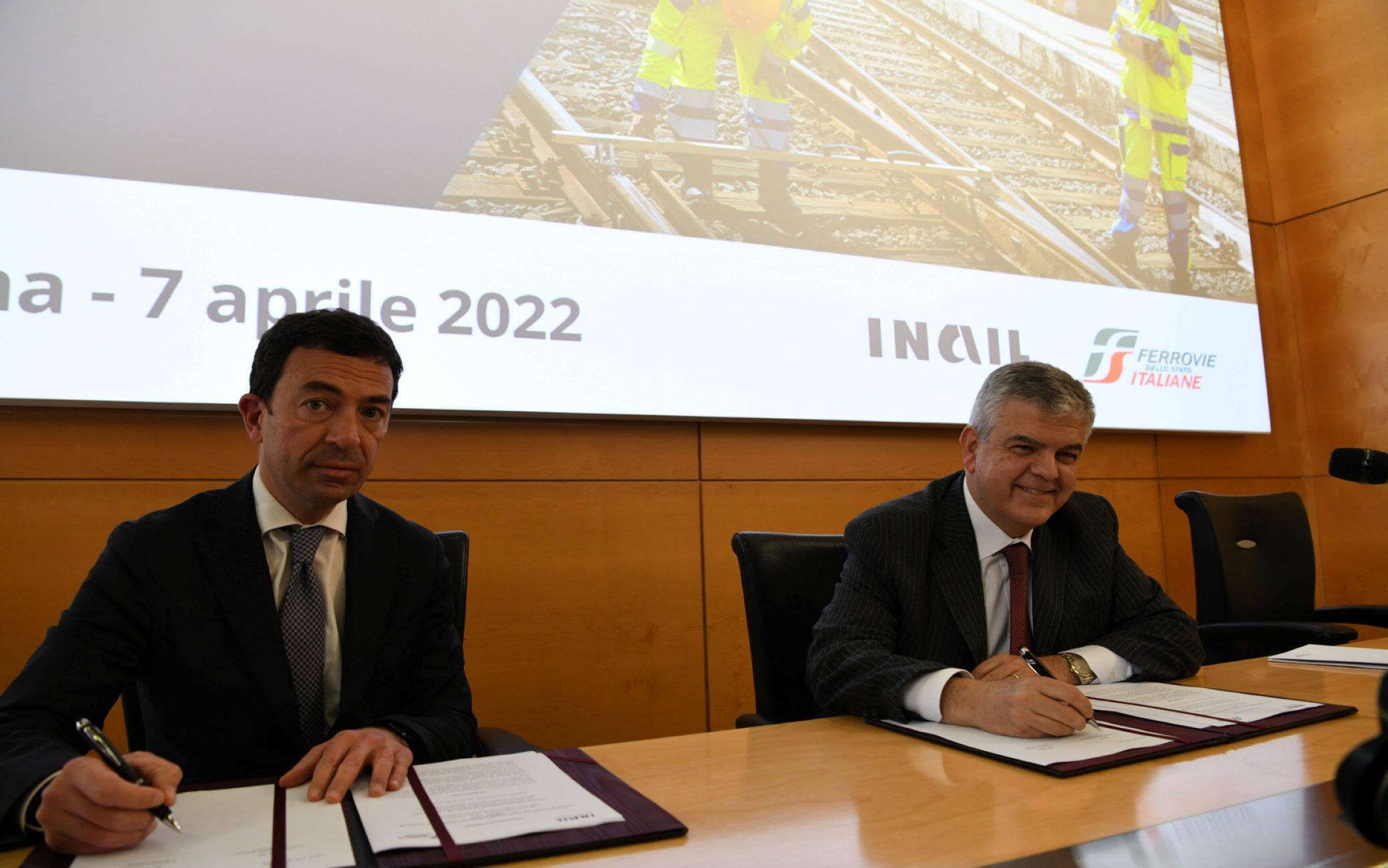 Da sinistra: Andrea Tardiola, direttore generale INAIL e Luigi Ferraris, Amministratore Delegato Gruppo FS