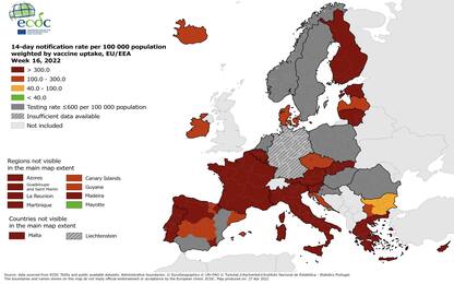 Covid, mappa Ecdc: tutta l’Italia segnalata ancora in rosso scuro