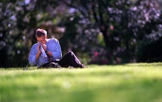 (AUSTRALIA OUT) Allergy sufferers in parks around Melbourne in the lead up to spring, 26 August 1998. The AGE Picture by WAYNE TAYLOR (Photo by Fairfax Media via Getty Images/Fairfax Media via Getty Images via Getty Images)
