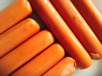 Closeup view of wiener sausages