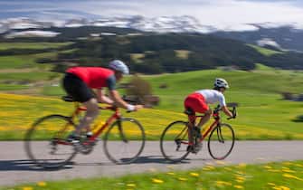 Cyclist, biker, Appenzell area, spring, bicycle, bicycles, bike, riding a bicycle, canton, Appenzell, Innerroden, Alpstein, Sänt