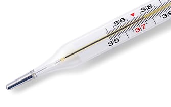 Medical mercury thermometer isolated on white background