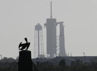 CAPE CANAVERAL, FLORIDA - MAY 30: The SpaceX Falcon 9 rocket with the Crew Dragon spacecraft attached is seen on launch pad 39A at the Kennedy Space Center as it is prepared for launch on May 30, 2020 in Cape Canaveral, Florida. After scrubbing the first attempt at launch NASA astronauts Bob Behnken and Doug Hurley are scheduled to try again today and, if successful, would be the first people since the end of the Space Shuttle program in 2011 to be launched into space from the United States. (Photo by Joe Raedle/Getty Images)