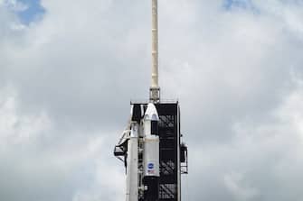 CAPE CANAVERAL, FLORIDA - MAY 29: The SpaceX Falcon 9 rocket with the Crew Dragon spacecraft attached is seen on launch pad 39A at the Kennedy Space Center on May 29, 2020 in Cape Canaveral, Florida. After scrubbing the first attempt at launch NASA astronauts Bob Behnken and Doug Hurley are scheduled to try again on Saturday and if successful would be the first people since the end of the Space Shuttle program in 2011 to be launched into space from the United States. (Photo by Joe Raedle/Getty Images)