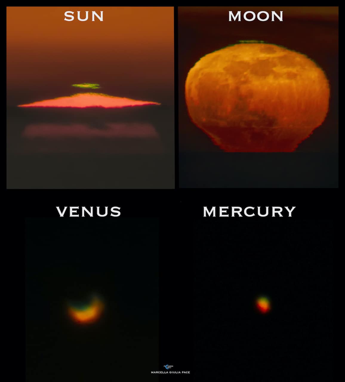 "Green Flashes: Sun, Moon, Venus, Mercury" - Marcella Giulia Pace