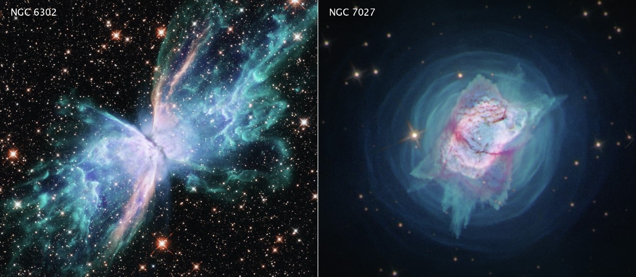 Le due nebulose fotografate da Hubble - NASA, ESA and J. Kastner (RIT)