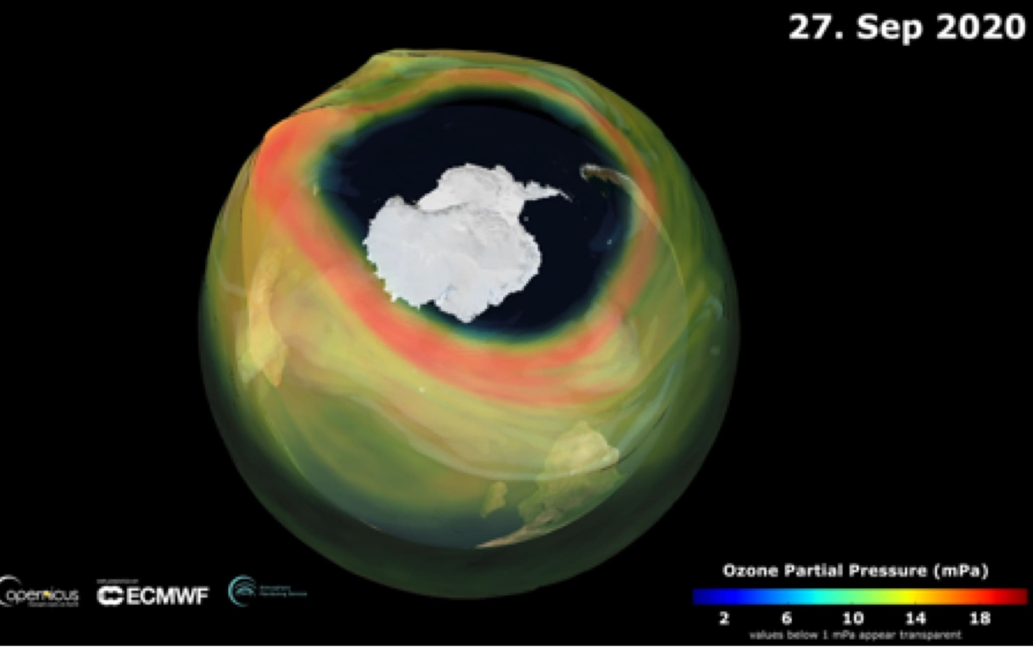 Il buco dell'ozono il 27 settembre 2020