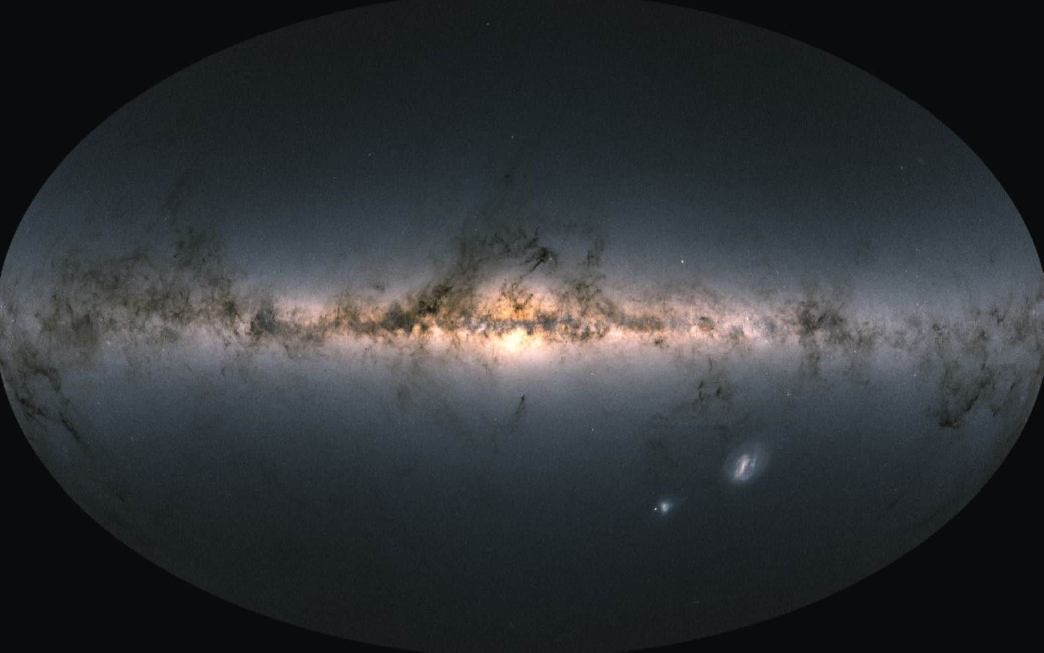 La distribuzione nel cielo di quasi due miliardi di stelle, le cui posizioni, luminosità e colori sono tratte dalla Early Data Release 3 della missione Gaia