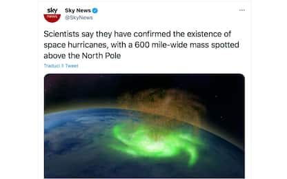 Scoperto per la prima volta un uragano spaziale sopra il Polo Nord