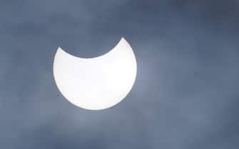 A partial solar eclipse as seen over Liverpool. Picture date: Thursday June 10, 2021.