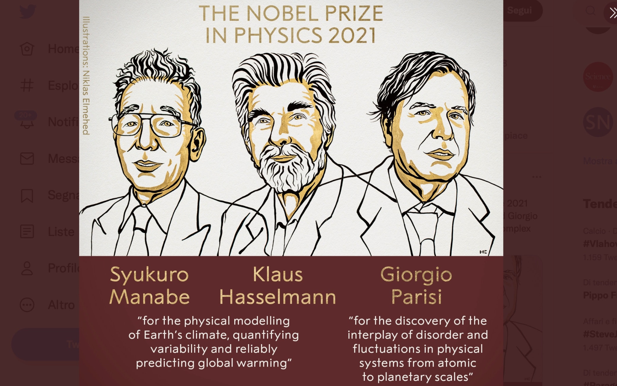 Nobel Prize in Physics 2021, won by Giorgio Parisi, Syukuro Manabe and Klaus Hasselmann