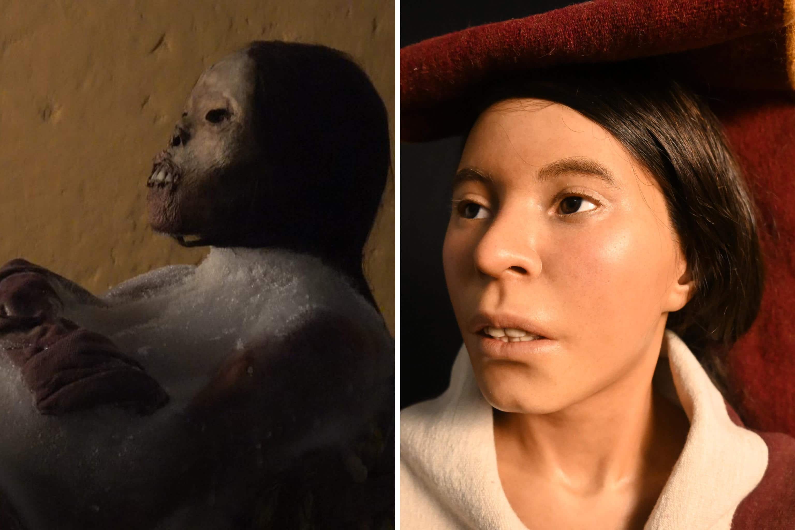 Il volto della 'mummia Juanita' prima (S) e dopo (D) essere stato ricostruito.
TWITTER/ UNIVERSIDAD CATOLICA DE SANTA MARIA
+++ATTENZIONE LA FOTO NON PUO' ESSERE PUBBLICATA O RIPRODOTTA SENZA L'AUTORIZZAZIONE DELLA FONTE DI ORIGINE CUI SI RINVIA+++ NPK +++