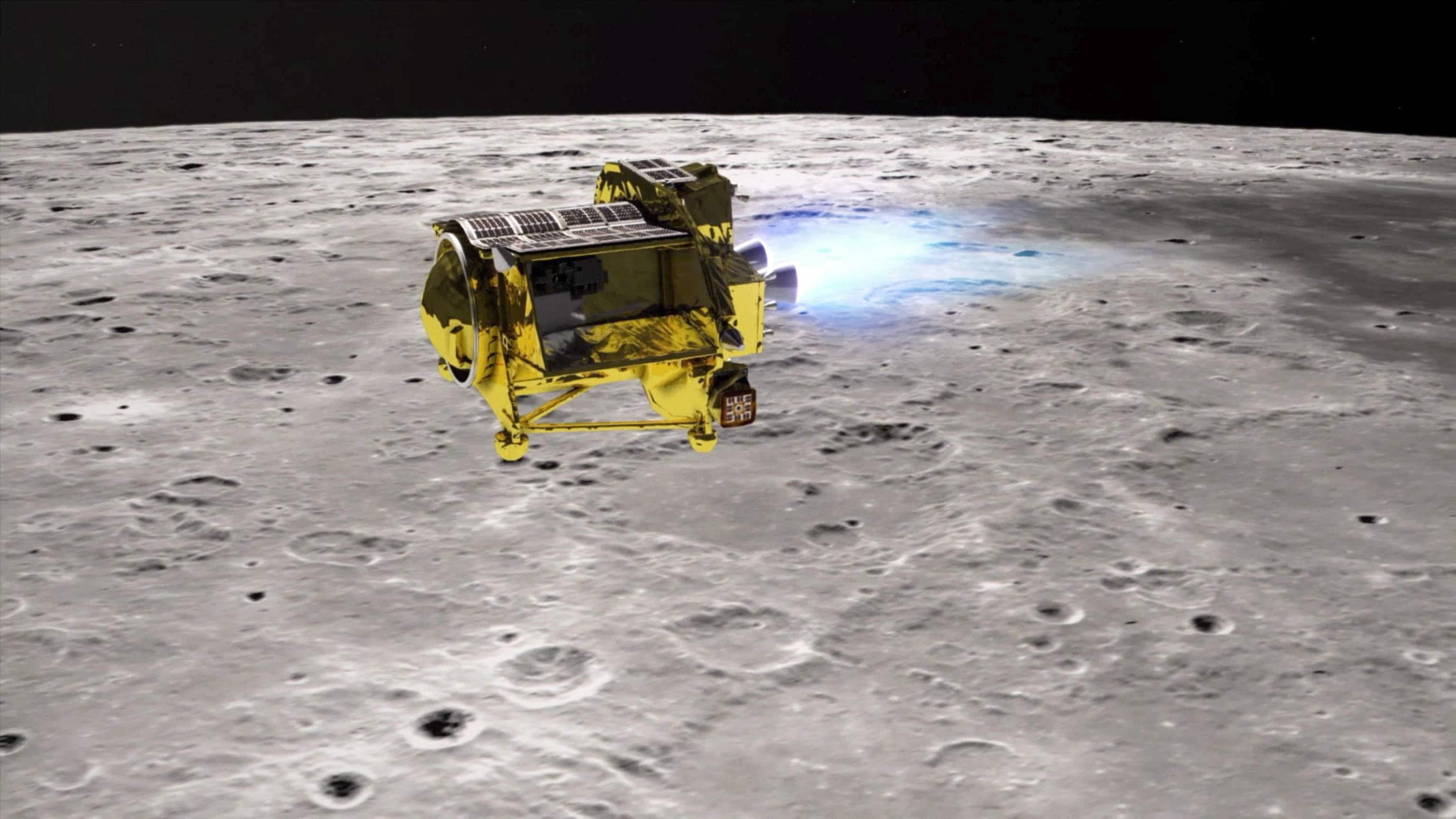 &nbsp;An undated handout image made available by the Japan Aerospace Exploration Agency (JAXA) on 20 January 2024 shows an artist illustration of the SLIM (Smart Lander for Investigating Moon) cruising over the moon. According to JAXA officials, in the early hours (Japan standard time) of 20 January 2024, SLIM successfully soft-landed on the moon but cannot generate power due to solar panel failure. ANSA/JAXA HANDOUT  HANDOUT EDITORIAL USE ONLY/NO SALES HANDOUT EDITORIAL USE ONLY/NO SALES