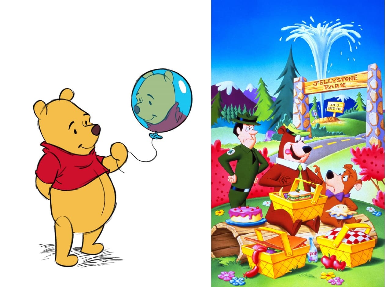 Winnie the Pooh e Yoghi e Bubu, popolari orsi dei cartoni animati