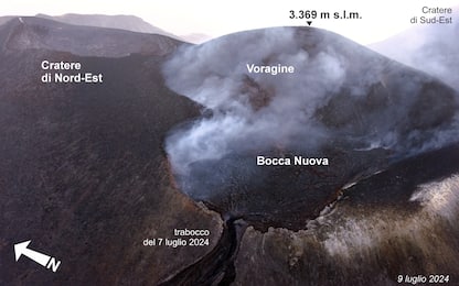 Etna, Cratere Voragine supera Sud-Est: ha raggiunto quota 3.369 metri 