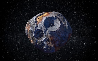 16 Psyche the large metallic asteroid ideal for space mining. This image elements furnished by NASA.