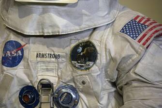 Neil Armstrong's Apollo 11 spacesuit is seen after being unveiled for the first time in thirteen years, at the Smithsonian National Air and Space Museum in Washington, DC, on July 16, 2019, during the 50th anniversary of the launch mission. - Fifty years ago on Tuesday, three American astronauts set off from Florida for the Moon on a mission that would change the way we see humanity's place in the universe. (Photo by Alastair Pike / AFP)        (Photo credit should read ALASTAIR PIKE/AFP via Getty Images)