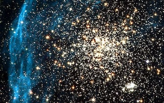 392007 01: This image recorded by the Hubble telescope on July 10, 2001 shows two clusters of stars, called NGC 1850, located in a neighboring galaxy called the Large Magellanic Cloud. The photo''s centerpiece is a young, "globular-like" star cluster - a type of object unknown in our own Milky Way Galaxy. (Photo by NASA/Getty Images)