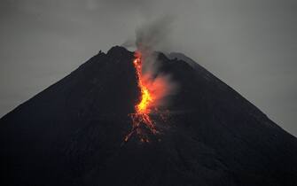 January 7, 2021, Yogyakarta, Indonesia: Volcanic materials spewed from Mount Merapi. (Credit Image: © Supriyanto / Xinhua via ZUMA Press)