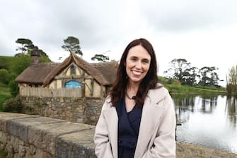 MATAMATA, NEW ZEALAND - OCTOBER 04:  New Zealand Prime Minister Jacinda Ardern tours Hobbiton on October 4, 2018 in Matamata, New Zealand. The Prime Minister has announced funding to support the Matamata-Piako District develop opportunities in tourism and infrastructure with an initial investment of up to $1.7 million from the Provincial Growth Fund. The visit comes following the Prime Minister's appearance on US TV Show the Late Show with Stephen Colbert, where Jacinda Ardern revealed she had auditioned for a role in The Hobbit and Lord of The Rings films.  (Photo by Hannah Peters/Getty Images,)