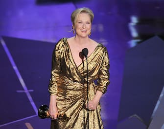 HOLLYWOOD, CA - FEBRUARY 26:  Actress Meryl Streep accepts the Best Actress Award for 'The Iron Lady' onstage during the 84th Annual Academy Awards held at the Hollywood & Highland Center on February 26, 2012 in Hollywood, California.  (Photo by Kevin Winter/Getty Images)