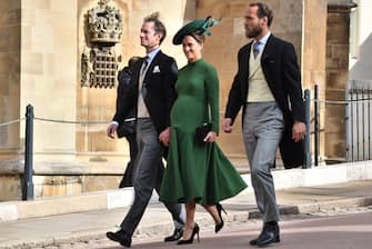 WINDSOR, ENGLAND - OCTOBER 12:  Pippa Middleton attends the wedding of Princess Eugenie of York to Jack Brooksbank at St. George's Chapel on October 12, 2018 in Windsor, England. (Photo by  (Photo by Mark Large - WPA Pool/Getty Images)