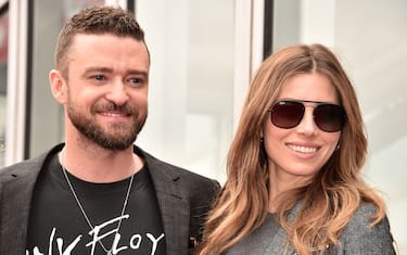 HOLLYWOOD, CA - APRIL 30:  Actress Jessica Biel and singer Justin Timberlake, as part of 'NSYNC is honored with a star on the Hollywood Walk of Fame on April 30, 2018 in Hollywood, California.  (Photo by Alberto E. Rodriguez/Getty Images)