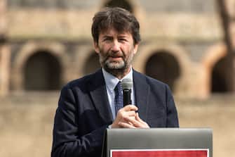 POMPEI, ITALY - FEBRUARY 18: Ministry of Cultural Heritage and Activities Dario Franceschini during the press conference in the Gladiator Gym on February 18, 2020 in Pompei, Italy. Ministry of Cultural Heritage and Activities Dario Franceschini attends the opening of three "domus" in Pompei. (Photo by Ivan Romano/Getty Images)